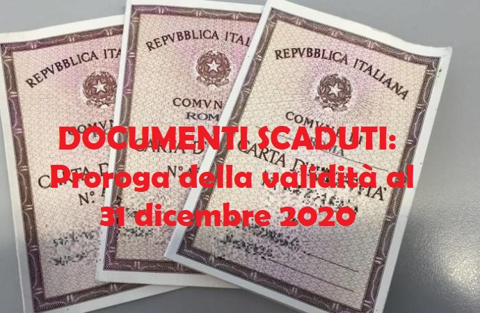 Carta d'identità scaduta valida fino al 31 dicembre 